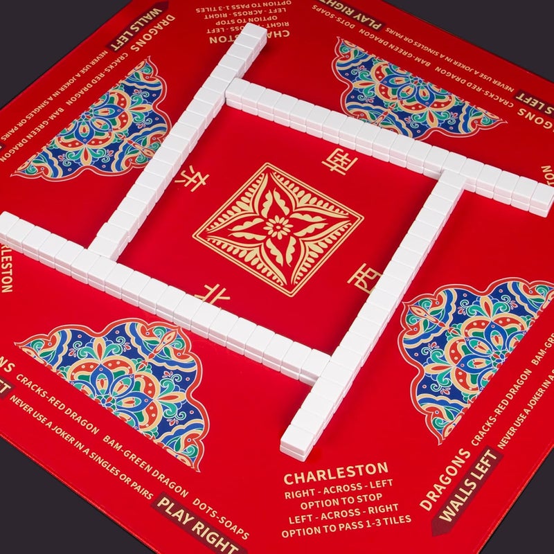 SiDreea Mahjong Mat, 32.4×32.4 Inch Noise Reduction Anti-Slip Mahjong Mat for Table, Mahjong Table Mat for Poker, Card, Board Games Table Mat, Tile Games, Dominoes (Red) - Image 4